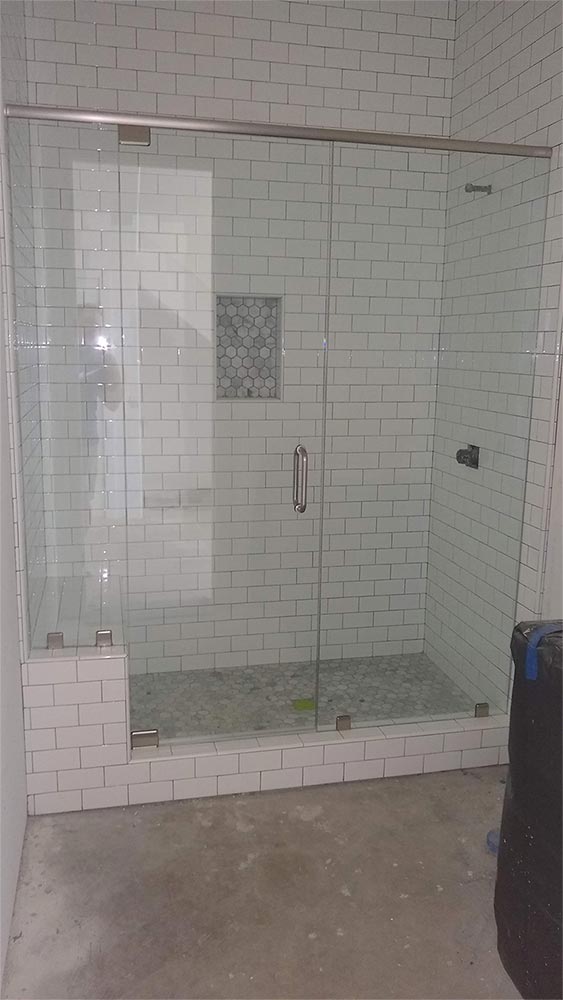 heavy glass door shower enclosure