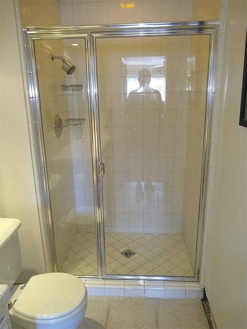 heavy glass door shower enclosure