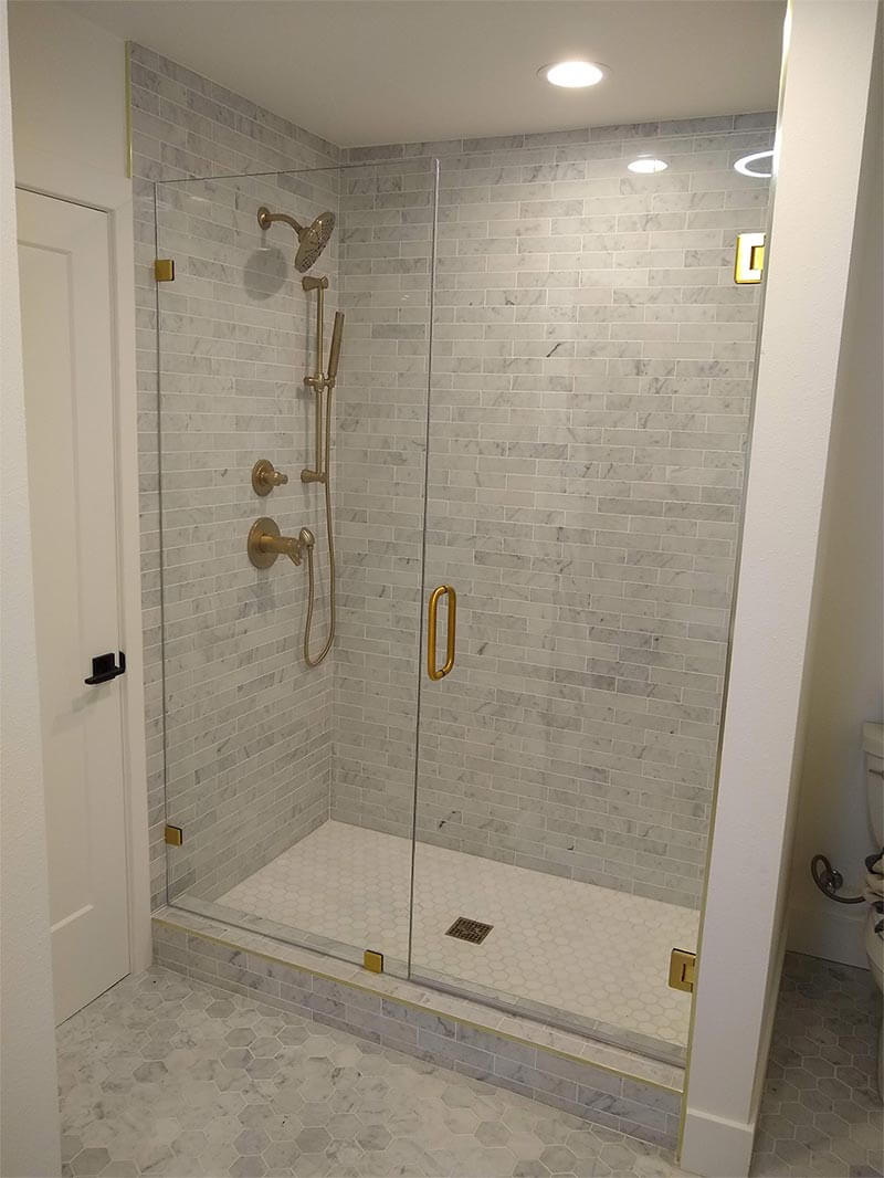 heavy glass door shower enclosure