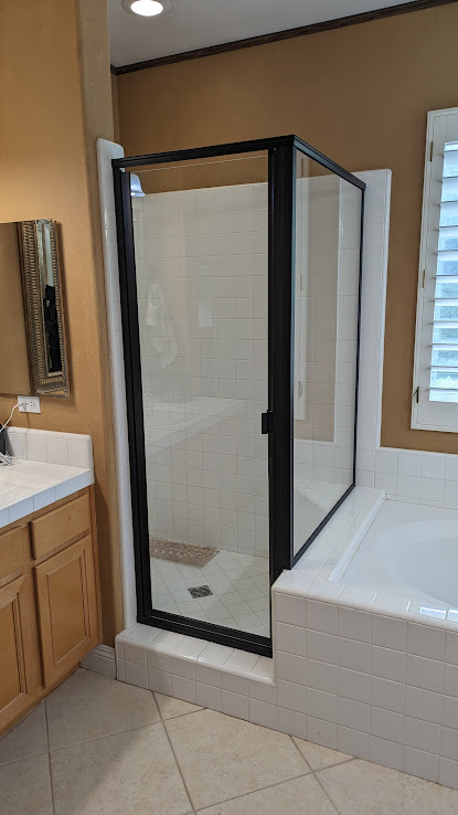 semi framed glass shower door enclosure