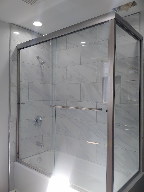 semi framed glass shower door enclosure